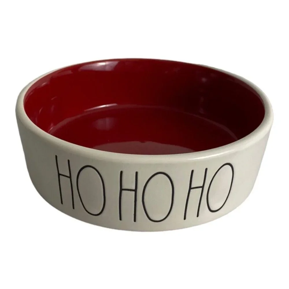 Rae Dunn Christmas “HO HO HO” Holiday Pet Cat Food Water Bowl Dish 5
